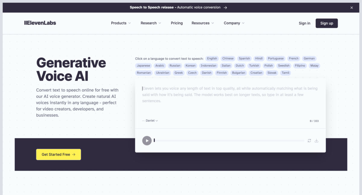 AI Voice Generator Text to Speech ElevenLabs